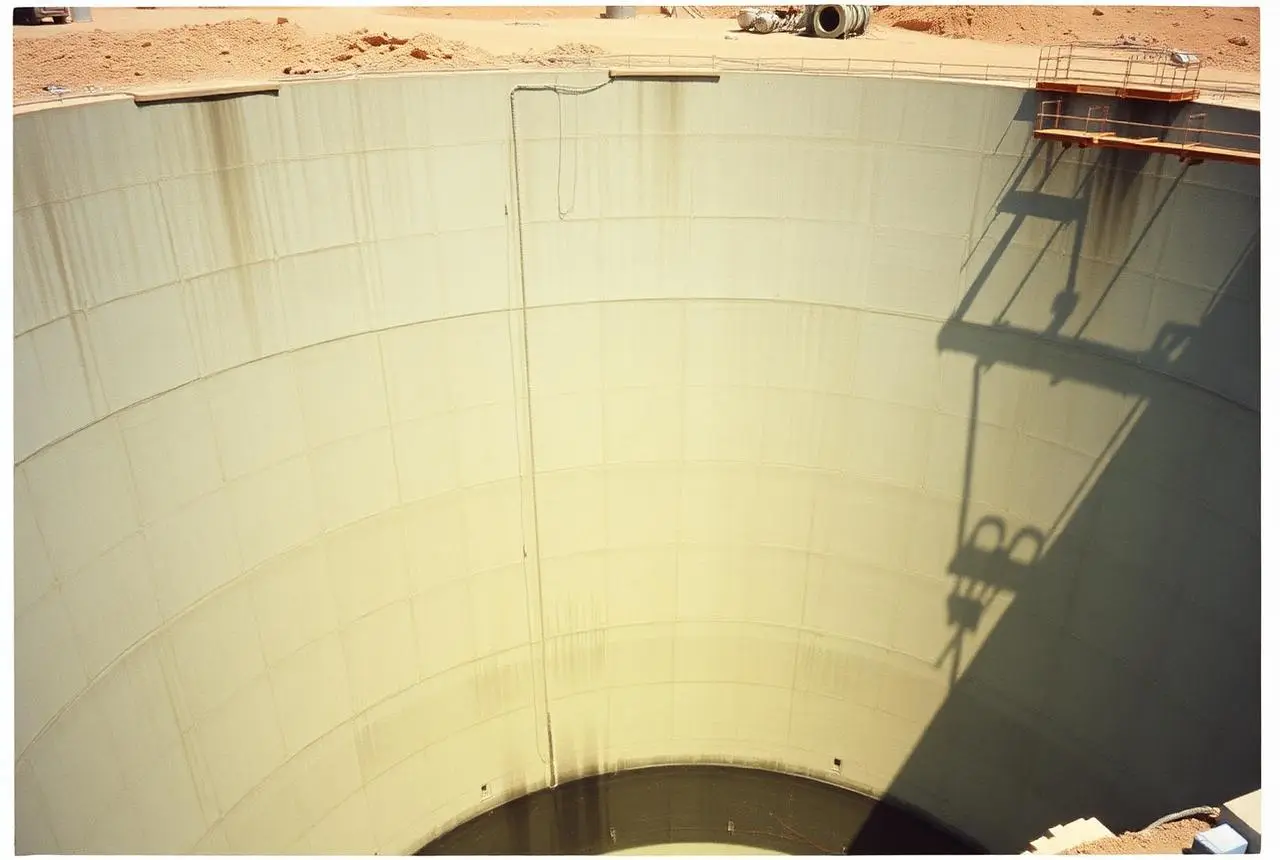 Réservoir en béton en cours de construction